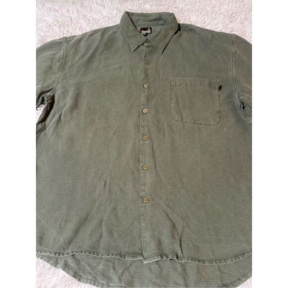 Weekendz off Men's long sleeve button-down pesto Tencel waffle casual pocket shi - Picture 4 of 6